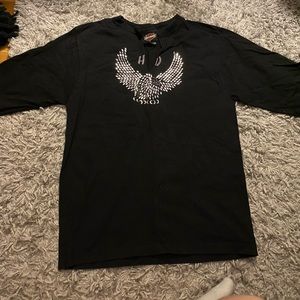 Harley Davison quarter length black and silver shirt